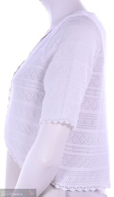 Virkattu lyhythihainen valkoinen pitsibolero Skovhuussilta
