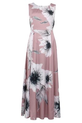 STI pitkä hihaton juhlamekko kukkakuosilla