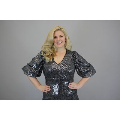 DNY harmaa kimaltava paljettimekko