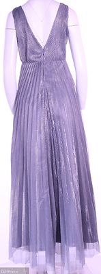 Hopean harmaa pitkä juhlamekko, kaunis pliseerattu kevyt materiaali