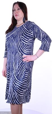 Shenina pliseerattu sinivalkoinen mekko