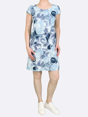 Hegler sinikuvioinen mekko pellavasekoitteesta