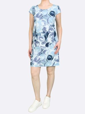 Hegler sinikuvioinen mekko pellavasekoitteesta