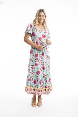 Orientique pitkä turkoosi kesämekko