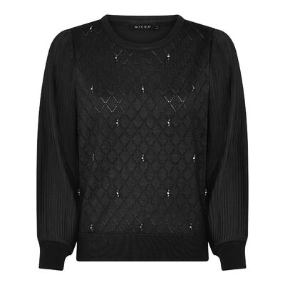 Micha musta neule pliseeratuilla kangashihoilla