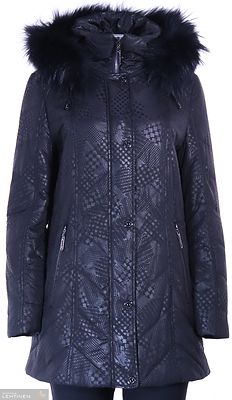 Barbara Lebek musta karvahupullinen toppatakki