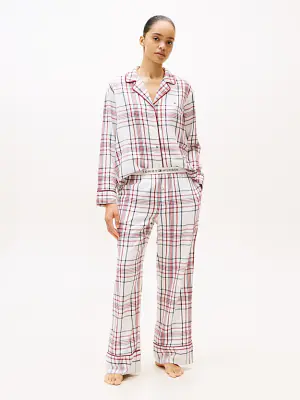 Tommy Hilfigerin ruudullinen flanellipyjamasetti + tossut lahjapakkauksessa