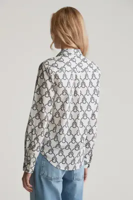 Gant luonnonhvalkoinen köysikuosinen puuvilla voilee paitapusero