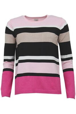 STI pinkki raidallinen neulepusero