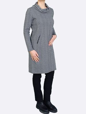 Hegler mustaharmaa kuviollinen neulosmekko