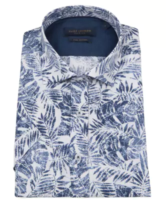 Guide London sininen lehtikuvioinen lyhythihainen kauluspaita