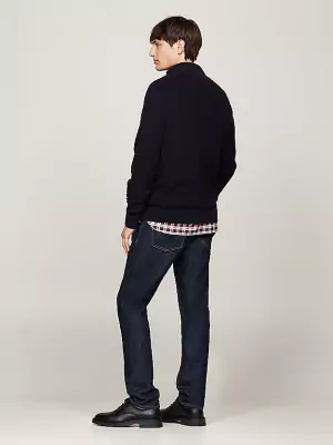 Tommy Hilfiger tummansininen puuvillaneule puolivetoketjulla