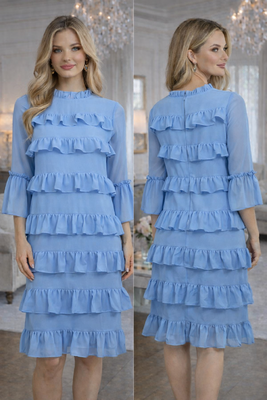 STI vaaleansininen röyhelömekko