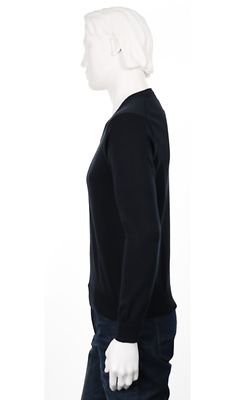 Gantin tummansininen puuvillaneule V-pääntiellä