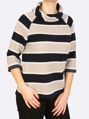 Lea H. raidallinen pusero väljällä poolokauluksella