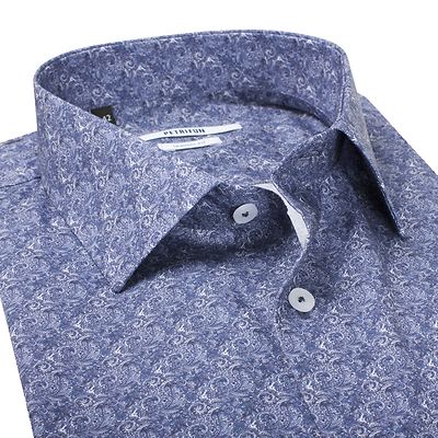 Petrifunin sinikuvioinen siliävyysviimeistelty pitkähihainen kauluspaita normaali B-mitoitus