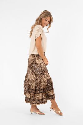 Capri Collection paisley-kuosinen hame helmaröyhelöllä