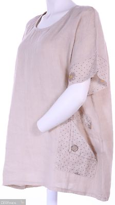 Curvee plus size beigensävyinen pellava tunika