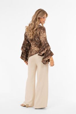 Capri Collection paisley-kuosinen röyhelöhihainen pusero