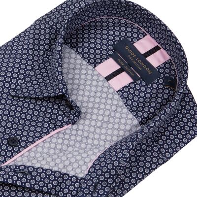 Guide London tummansininen pienikuvioinen pitkähihainen kauluspaita