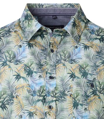 Casamoda vihreäkuosinen casual fit lyhythihainen kauluspaita