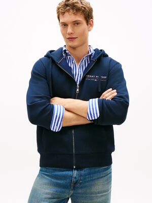 Tommy Hilfiger tummansininen hupullinen collegetakki