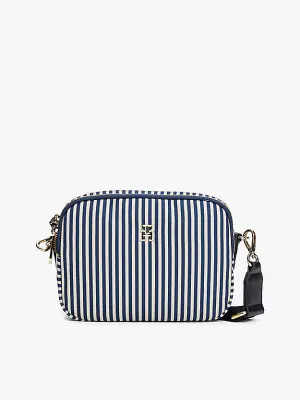 Tommy Hilfiger sinivalkoraidallinen laukku