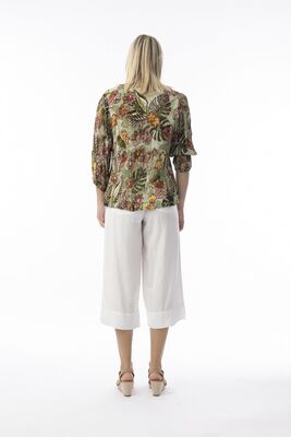 Orientique vaaleanvihreä kuviollinen pusero