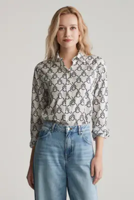 Gant luonnonhvalkoinen köysikuosinen puuvilla voilee paitapusero