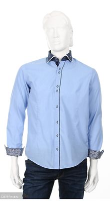 Guide London sininen slim fit kauluspaita