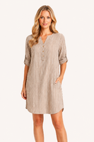 Lea H beige raidallinen paitamekko