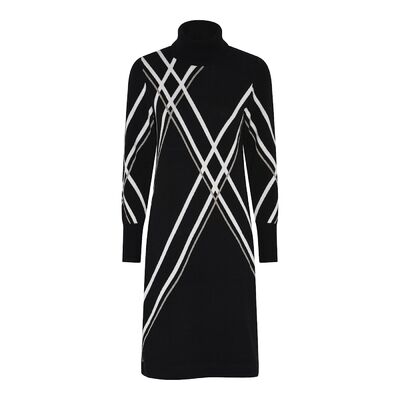 Micha musta neulemekko graafisella kuvioinnilla