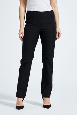 Laurien Straight mustat housut korkealla kuminauha vyötäröllä