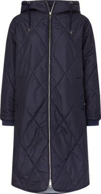 Tommy Hilfiger tummansininen pitkä kevyt toppa takki