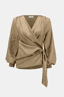 Joseph Ribkoff beigen sävyinen kietaisumallinen juhlapusero