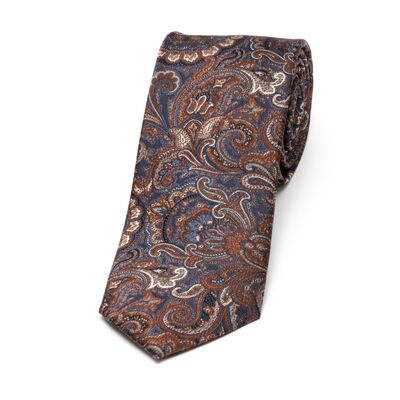 Matex ruskea paisley-kuosillinen silkkisolmio