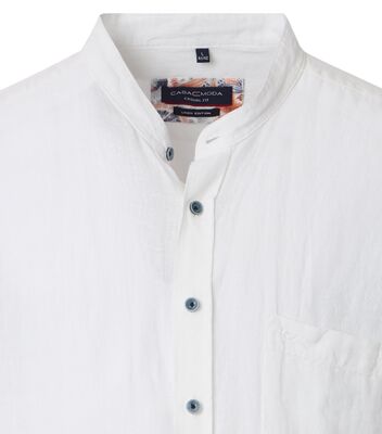 Casamoda valkoinen väljä lyhythihainen pystykaulus pellavapaita