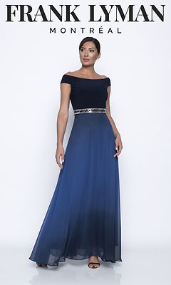 Frank Lyman liukuvärjätty pitkä juhlamekko