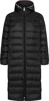 Tommy hilfiger musta pitkä väljästi istuva untuvatakki