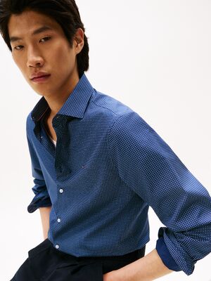 Tommy Hilfiger slim fit sininen pienikuvioinen kauluspaita