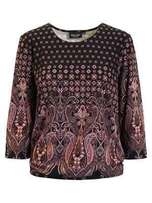 Signature trikoopusero ruskean ja roosan sävyisellä kuvioinnilla