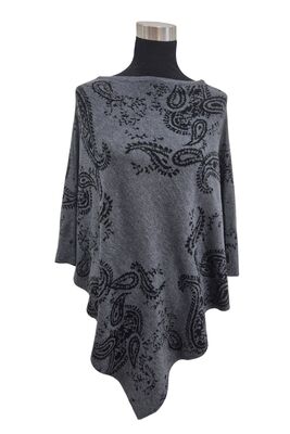 Lasessor mustaharmaa kuosillinen poncho