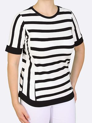 Lea H curve mustavalkoraidallinen trikoopusero