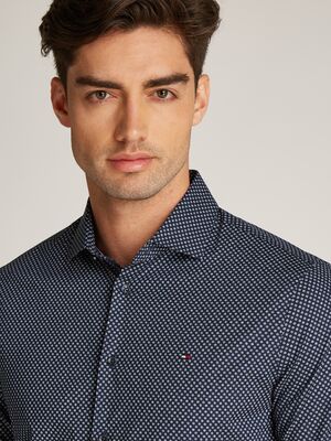 Tommy Hilfiger tummansinikuvioinen slim fit- kauluspaita