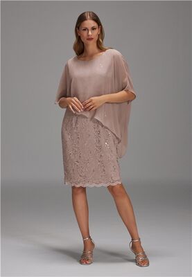 Swing beige juhlamekko poncholla