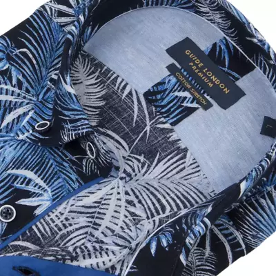 Guide London sinikuvioinen lyhythihainen slim fit paita