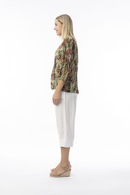 Orientique vaaleanvihreä kuviollinen pusero