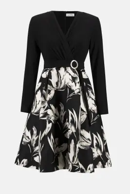 Joseph Ribkoff mustabeige pitkähihainen juhlamekko