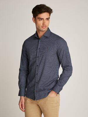 Tommy Hilfiger tummansinikuvioinen slim fit- kauluspaita