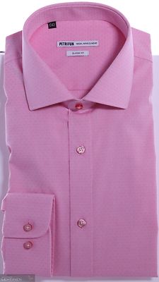 petrifun vaaleanpunainen kauluspaita classic fit mitoituksella